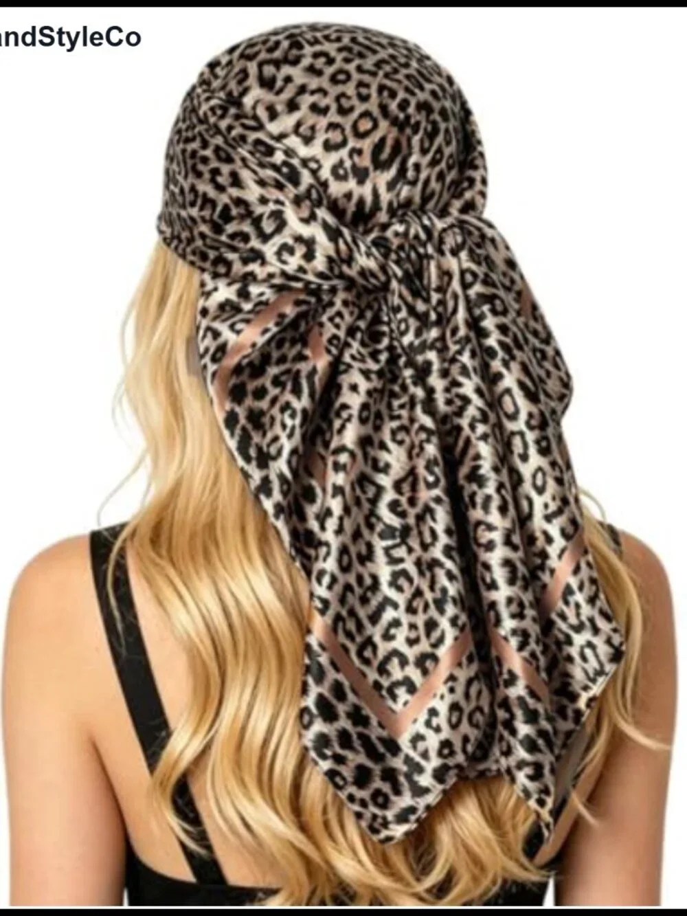 Large Satin Leopard Print Head Scarf Silk Feel Women Hair Neck Bandana Wrap